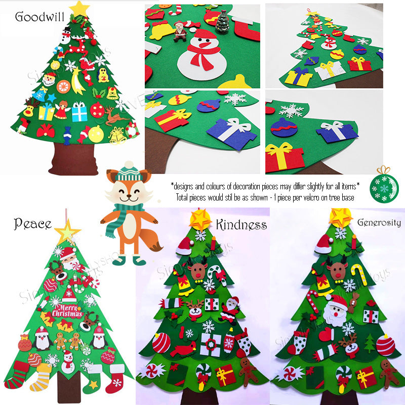 2022 DIY Felt Christmas Tree with Detachable Ornaments on Velcro