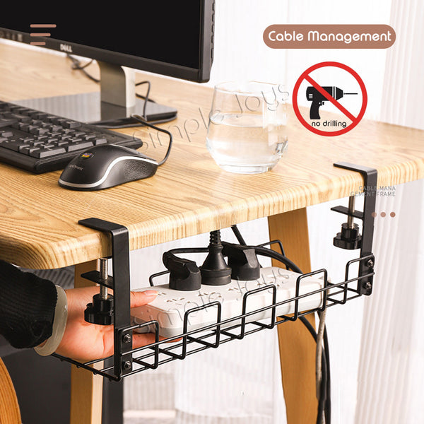 Under Desk Cable Management Organizer Basket Tray Box No Drill Required Comes With Clamp