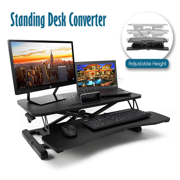 Stand Up Desk Riser Standing Converter Dual Monitor and Laptop Table With Adjustable Height