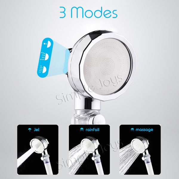 3-Mode Showerhead With Filter Hand Held Water Saving Shower Head Stop Flow Button