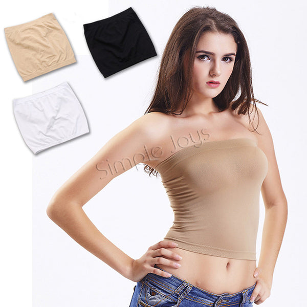 Basic Long Wide Band Tube Top Bandeau Strapless Bra