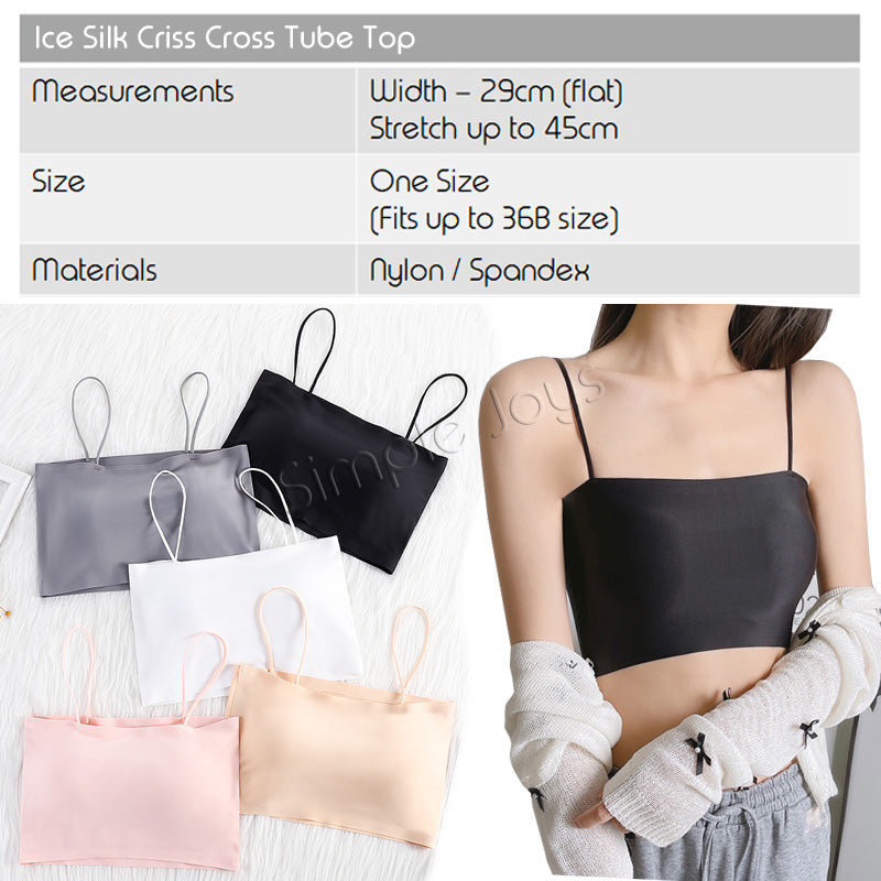 Ice Silk Tube Top With Criss Cross Cage Back Strapless Bra Bandeau Sea –  Simple Joys