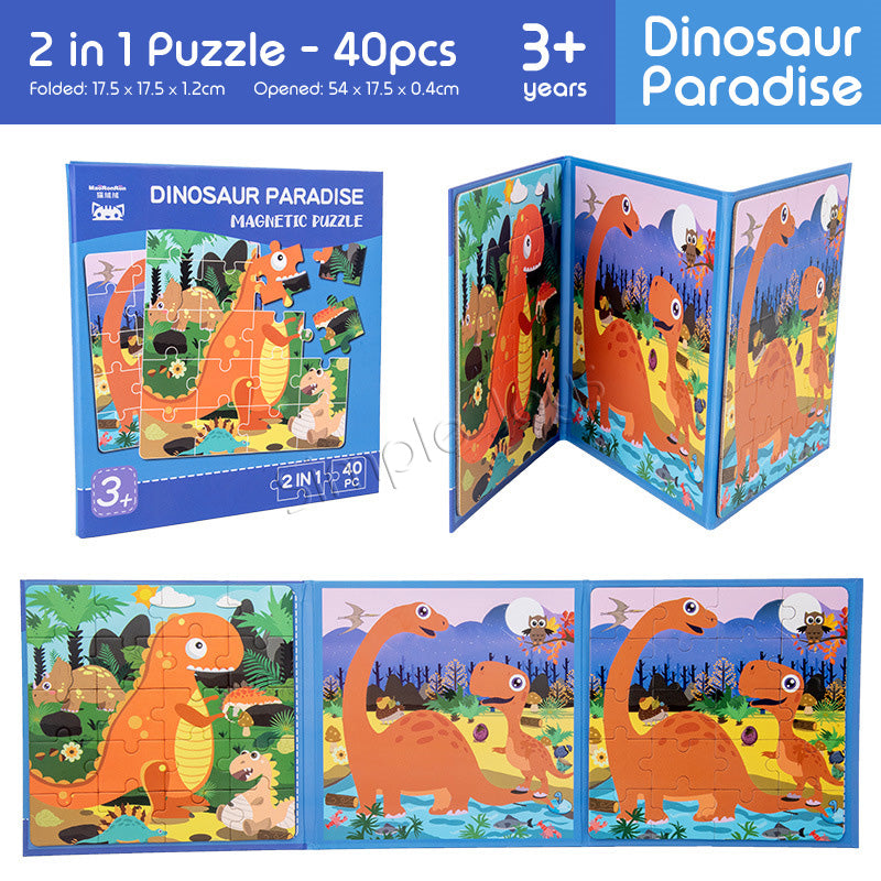 2-in-1 Magnetic Jigsaw Puzzle For Kids 40pcs Child Safe Design