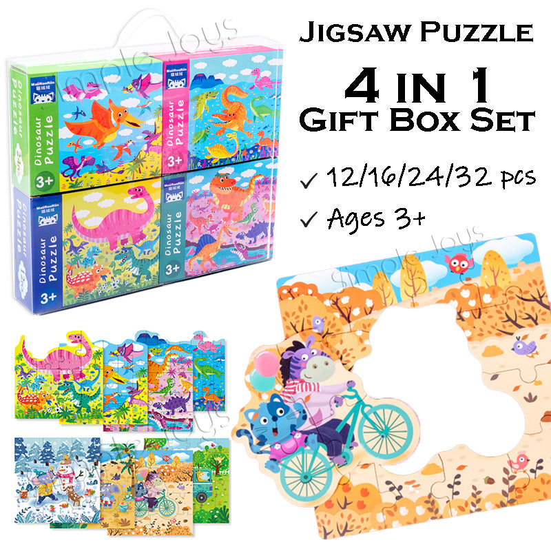 4-in-1 Wooden Jigsaw Puzzle Kids Gift Set Early Learning Educational Toy For Children