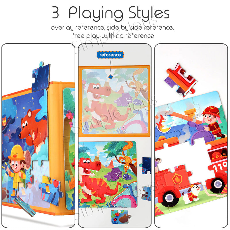 3-in-1 Magnetic Jigsaw Puzzle For Kids Child Safe Book Design With Increasing Difficulty