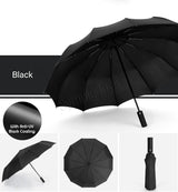 12 Ribs Automatic Umbrella Super Windproof Large Umbrella Auto Open Close Excellent Water Repellency