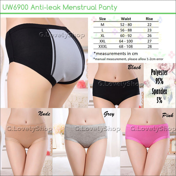 Pack of 5 Sanitary Menstrual Period Panty Briefs Teen Girls Leak Proof Underwear